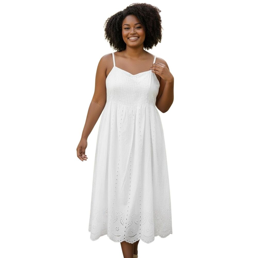 Layered with love White Poppy Cotton Embroidered Sleeveless Boho Maxi Dress 2X